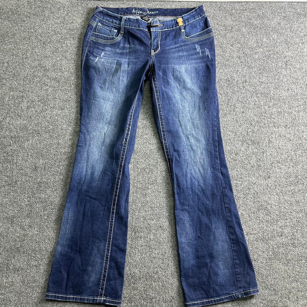 Ariya Jeans Denim Womens Size 11/12 Blue Bootcut Contrast Stitch Stretch Good